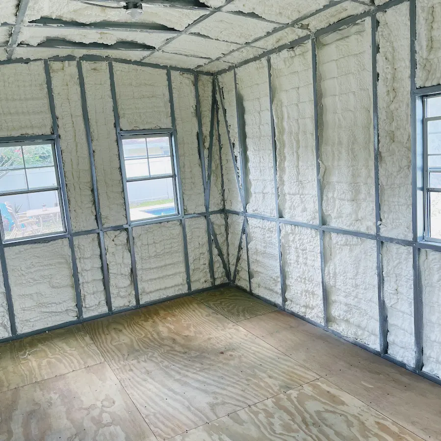 Closed-cell spray foam insulation applied to wall cavities in a residential project in Lake Norman of Catawba